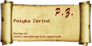 Petyka Zerind névjegykártya